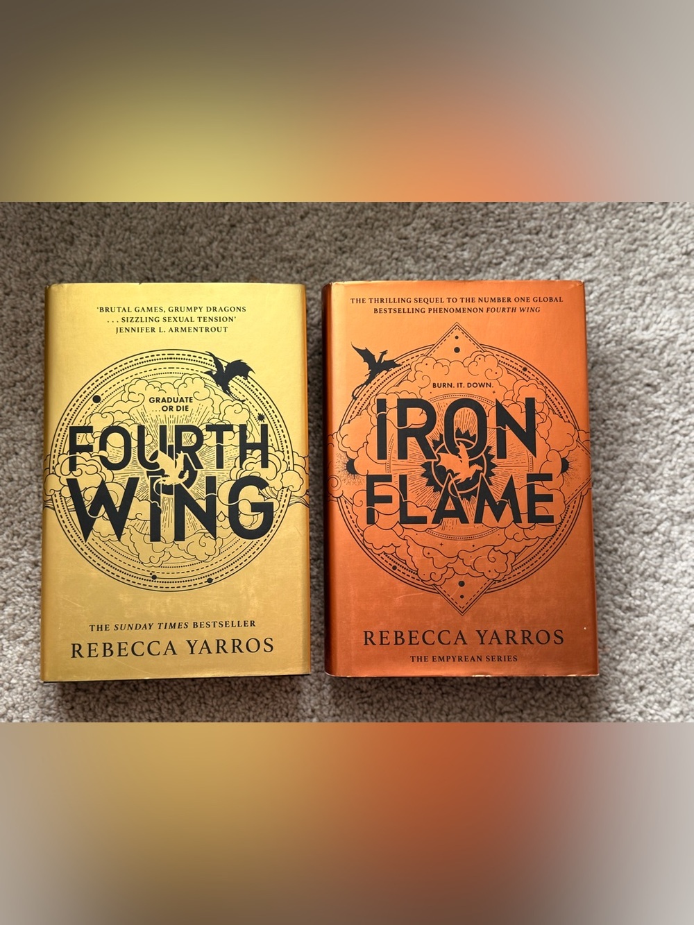 Waterstones Fourth Wing & Iron Flame by Rebecca Yarros